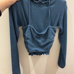 Women's Blue Long Sleeve Top